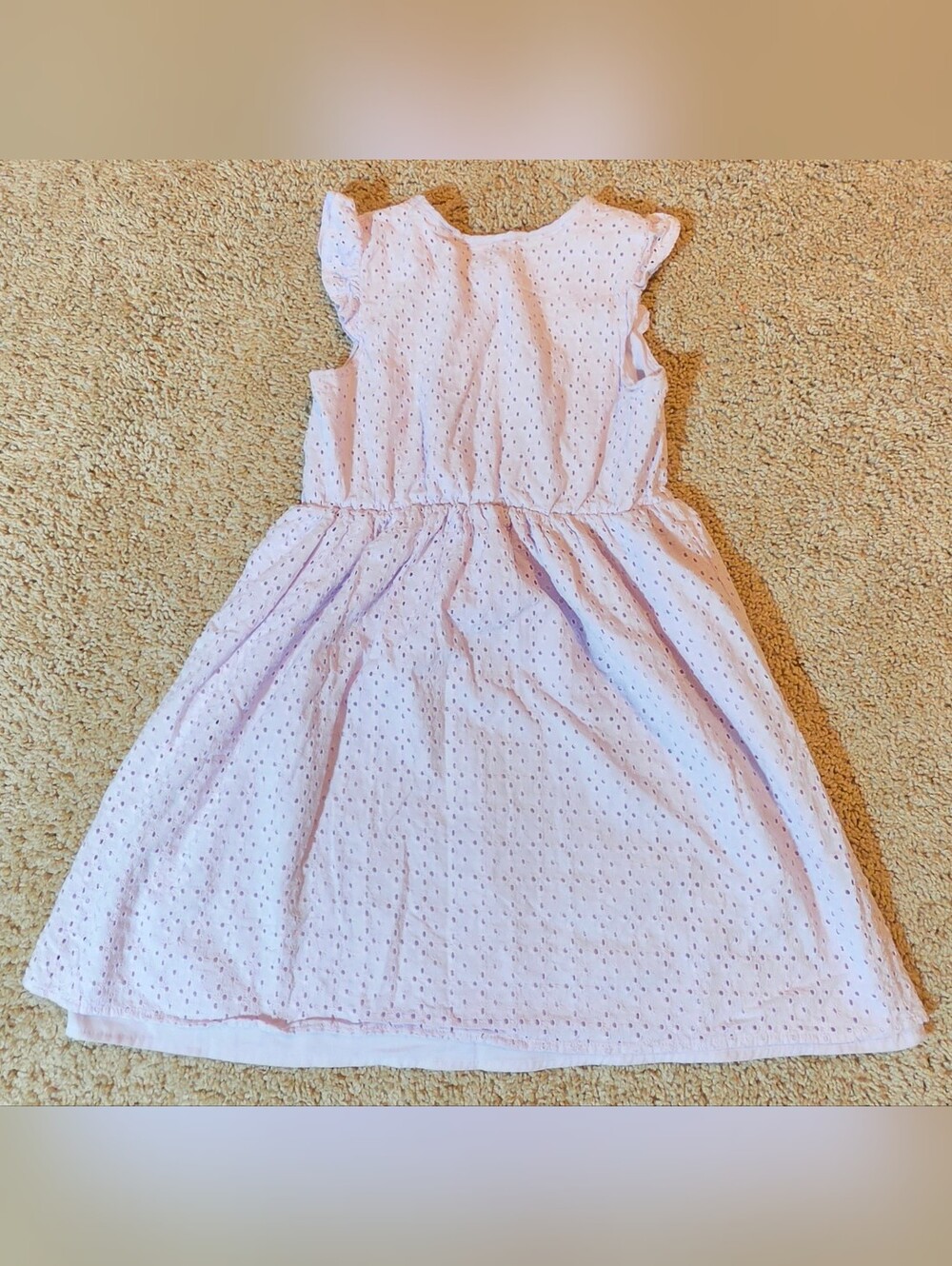 Girls 2-Piece Set Lilac Dress with Pockets and Straw Hat with Lilac Trim - Picture 4 of 7